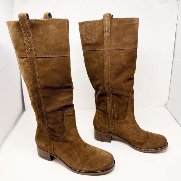 Lucky Brand Hybiscus Suede Brown Slip On Boot 70s Retro Size 11 - Picture 1 of 8